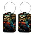 thumbnail image 1 of Cartoon Owl Luggage Tag, Travel Tags, Handbag Tag - Square PU Leather 2 Pack with Privacy Cover and Stainless Steel Ring - Suitable for Travel, Backpack, Handbag [Amazon Approved], 1 of 7