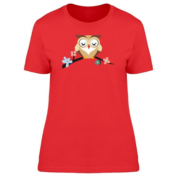 Cartoon Owl On A Branch T-Shirt Women -Image by Shutterstock, Female x-Large
