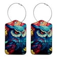 thumbnail image 1 of Cartoon Owl Square PU Leather 2 Pack Travel Tag - Bag Tag - Suitcase Tag with Privacy Cover and Stainless Steel Ring - Suitable for Travel, Backpack, and Handbag, 1 of 7
