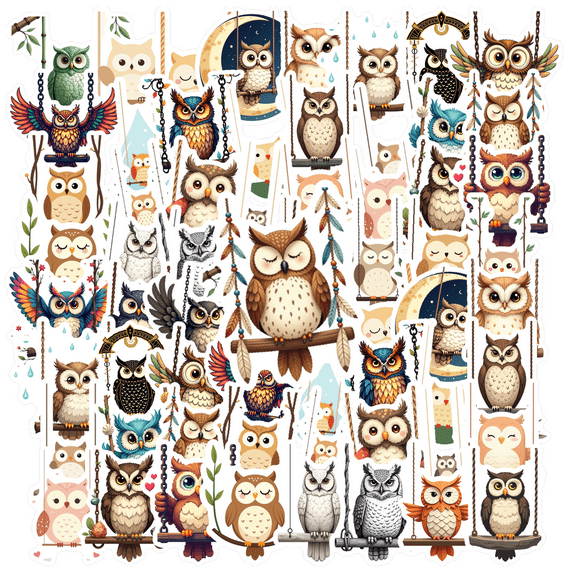Cartoon Owl Stickers Stickers, Waterproof Owl Stickers Sticker for Water Bottle Laptop Phone Cases Planner Skateboard Luggage Helmet Party Favor Decor, Ideal for Adults Teens Teacher Rewards