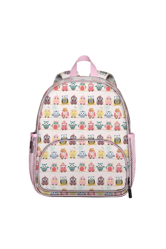 Cartoon Owl Student Backpack – Snowy Owl Big Eyes Print With Cute Night Pattern And Artistic Owl Design