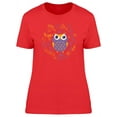 thumbnail image 1 of Cartoon Owl With Autumn Leaves T-Shirt Women -Image by Shutterstock, Female Medium, 1 of 2
