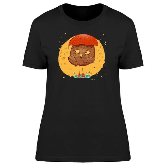 Cartoon Owl With Umbrella Tee Women's -Image by Shutterstock