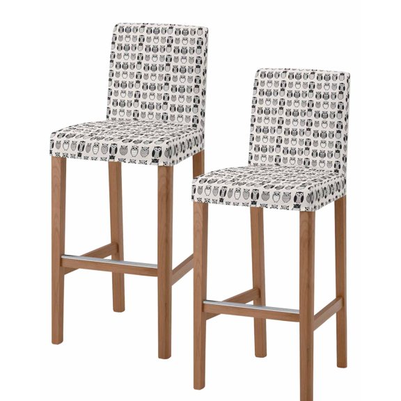 Cartoon Owls Bar Stool Covers Set of 2, Modern Abstract Cute Birds Stretch Washable Bar Chair Covers with Backs, Removable Pub Counter Height Chair Cover for Kitchen Dining Room Cafe