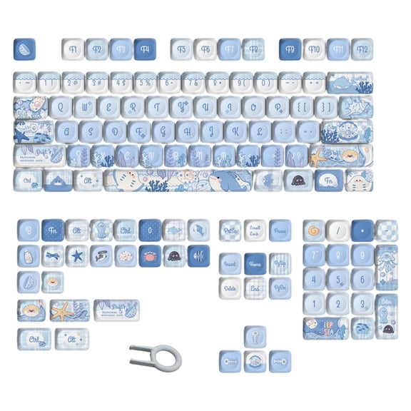 Cartoon PBTs Keycaps Mirroring Ceramic Finish MOAs Height Rounded Edges for Mechanical Keyboards