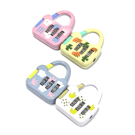 Cartoon Padlocks Resettable Code Combination Padlocks Lock Padlock-4pcs-Random color-3 Padlocks & Hasps Digits Combination Coded