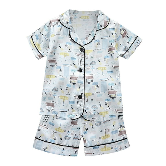 Cartoon Pajamas Set Petite Women Girls Short Sleeve Sleepwear Nightwear Button Down Shirt and Shorts 2 Piece Pjs Set Fashion Casual 2025
