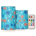 thumbnail image 1 of Cartoon Palm Tree Flameless LED Candle Set with Remote, Battery Operated Color Changing Pillar Candles, Set of 2, 1 of 7