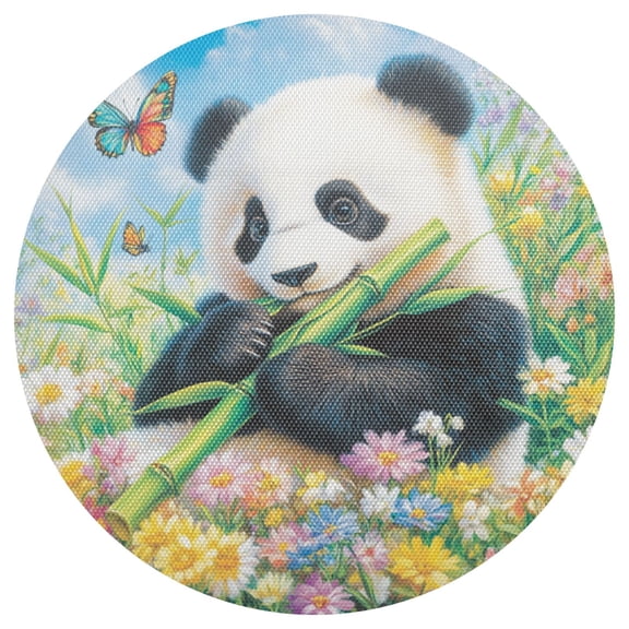 Cartoon Panda 15.4in Diameter PVC Plate Mat, Heat-Resistant and Cuttable, Kitchen Decor