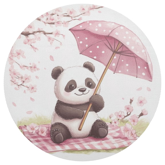 Cartoon Panda 15.4in Diameter PVC Plate Mat, Heat-Resistant and Cuttable, Kitchen Decor