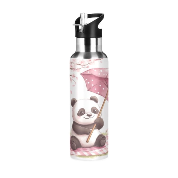 Cartoon Panda 600ml Double Walled Stainless Steel LeakProof Sports Bottle Thermo 8h