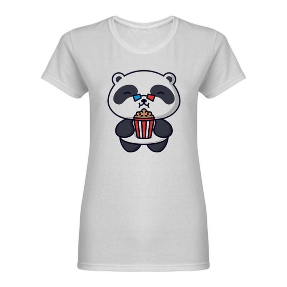 Cartoon Panda At Cinema Shaped T-Shirt Women -Image by Shutterstock, Female Medium
