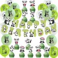 thumbnail image 1 of Cartoon Panda Birthday Party Decorations Green Balloons Set with Happy Birthday Banner Cute Panda Cake Topper for Kids Birthday Baby Shower Party Supplies, 1 of 5