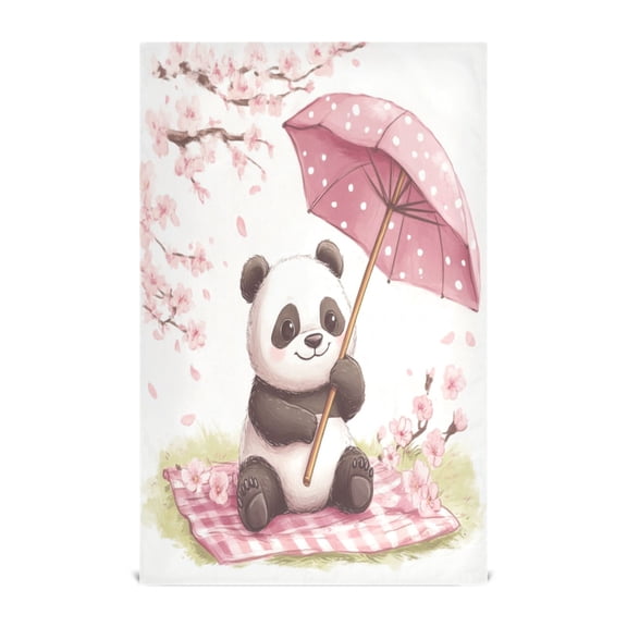 Cartoon Panda Decorative Waffle Towel Kitchen Dishcloth 28x18in Multi-Use Tea Towel