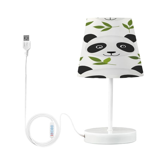 Cartoon Panda Face and Leaf Desk Lamp LED Table Nightstand Lamps with 3 Color Temperatures for Home Bedroom Living Room Decor 6x11
