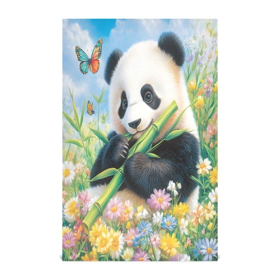 Cartoon Panda Kitchen Towels Set of 4 Tea Towels for Kitchen Decorative Waffle Dishcloths 28x18in