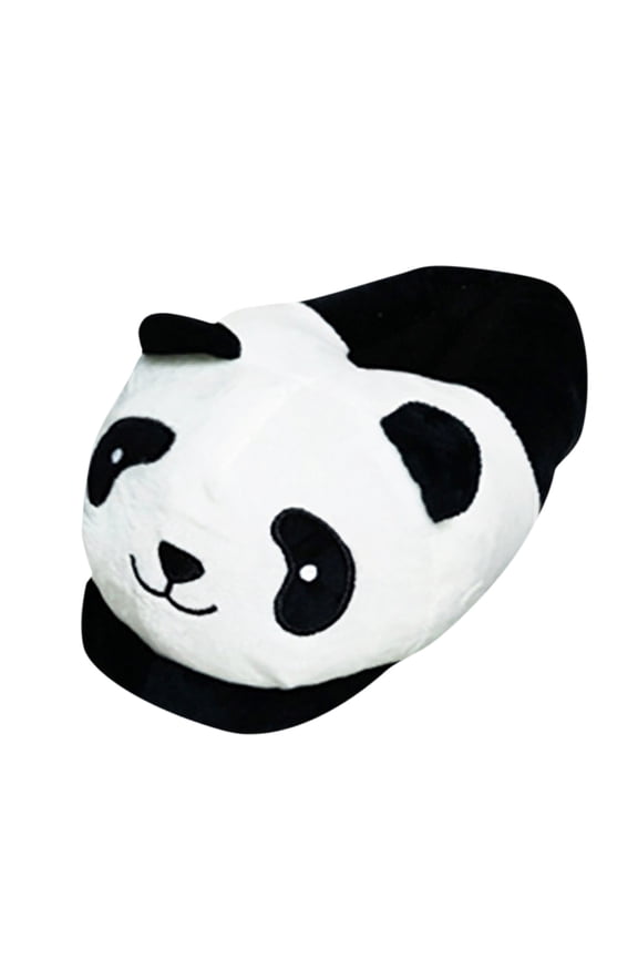 Cartoon Panda Plush Home Slippers Cotton EVA Sole Warm Non- Round Toe Flat Heel One Size for Men Women Indoor Wear