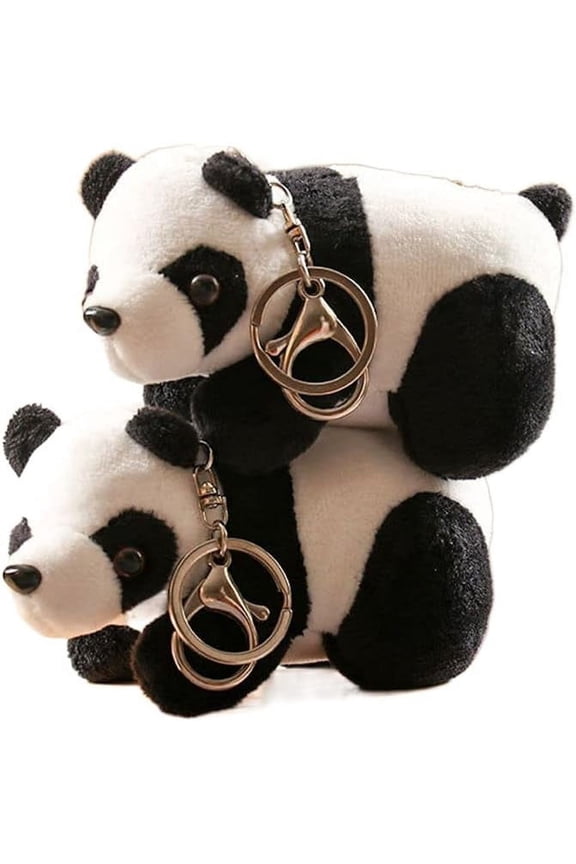 Cartoon Panda Plush Keychain Cute Soft Stuffed Animal Pendant Bag Charm Backpack Gift Set of 2