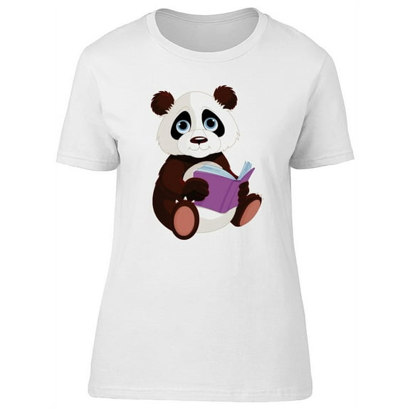 Cartoon Panda Reading A Book T-Shirt Women -Image by Shutterstock, Female Small
