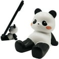 thumbnail image 1 of Cartoon Panda Sitting Cell Phone Stand for Desk, Cute Statue Phone Holder for Lovely Women Girls, Desktop Animal Figurine Mount for iPhone iPad Office Tablet Accessories Gifts - Black White, 1 of 8