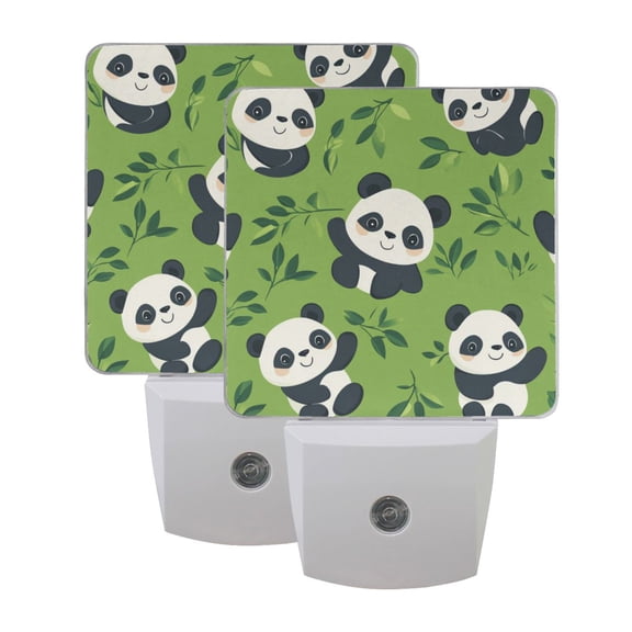Cartoon Panda and Leaf LED Night Light with Smart Sensor Plug Into Wall Dusk to Dawn 2 packs
