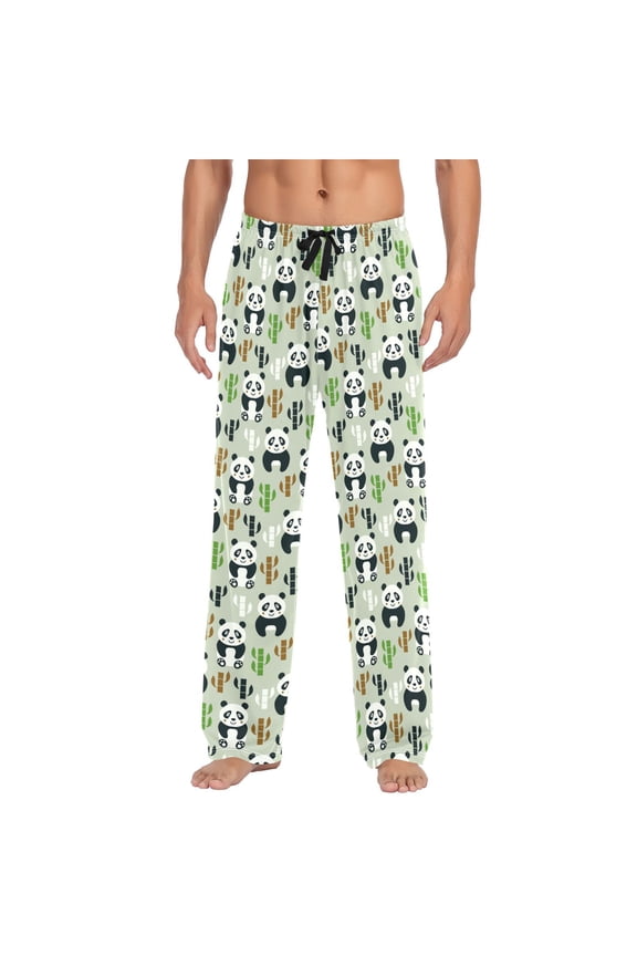 Cartoon Pandas joogoo Men's Pajama Pants Cotton Long Sleepwear Lounge Pants M