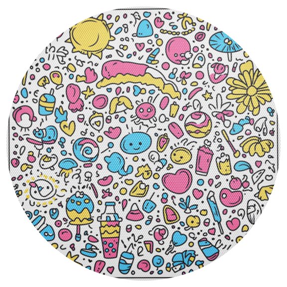 Cartoon Pattern 15.4in Diameter PVC Plate Mat, Heat-Resistant and Cuttable, Kitchen Decor