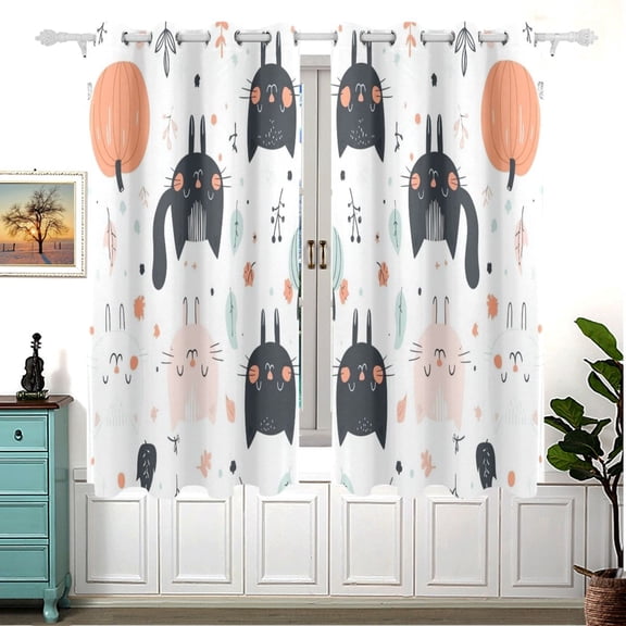 Cartoon Pattern Design 63x55in Window Curtain Panels 63x55in 2-Piece Heavy Duty 80% Light Blocking
