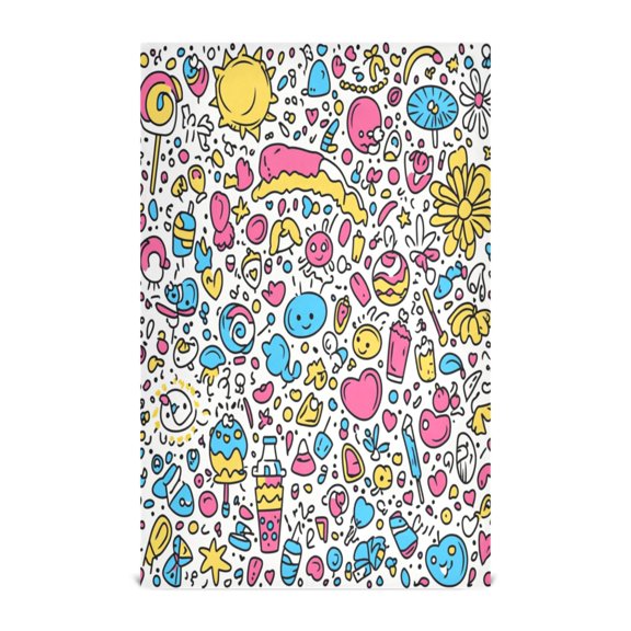 Cartoon Pattern Kitchen Towels Set of 4 Tea Towels for Kitchen Decorative Waffle Dishcloths 28x18in