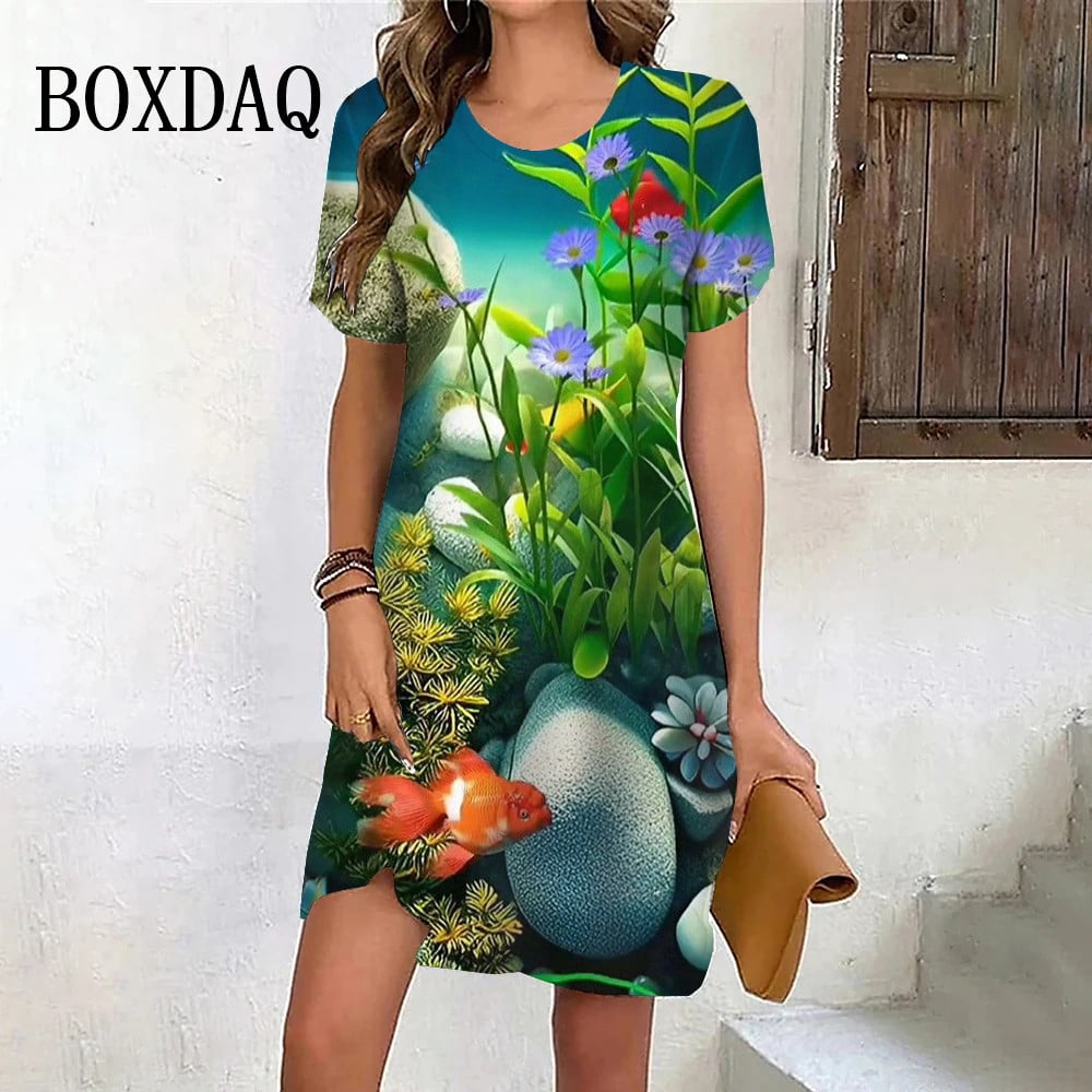 Cute Narwhal Pattern Print Dress