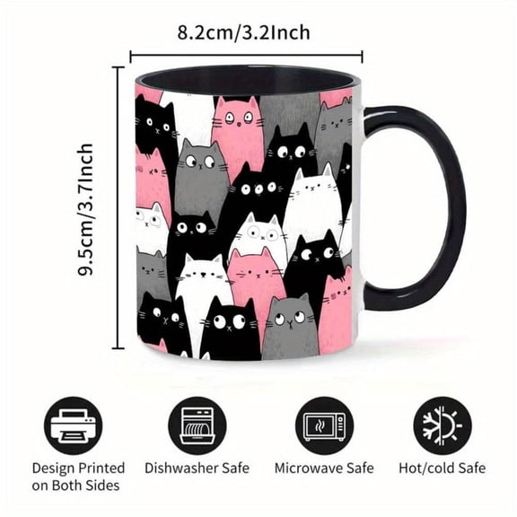 Cartoon Pattern Style 1pc 11oz Mug Reusable Coffee Cup Hot and Cold Drinks Ideal Easter Halloween Thanksgiving Christmas Parties and Home Use