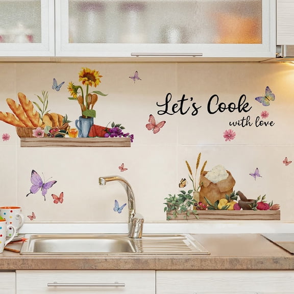 Cartoon Pattern Wall Stickers DIY Cafe Restaurant Living Room Home Decoration Self-adhesive Kitchen Decorative Stickers 30*60cm