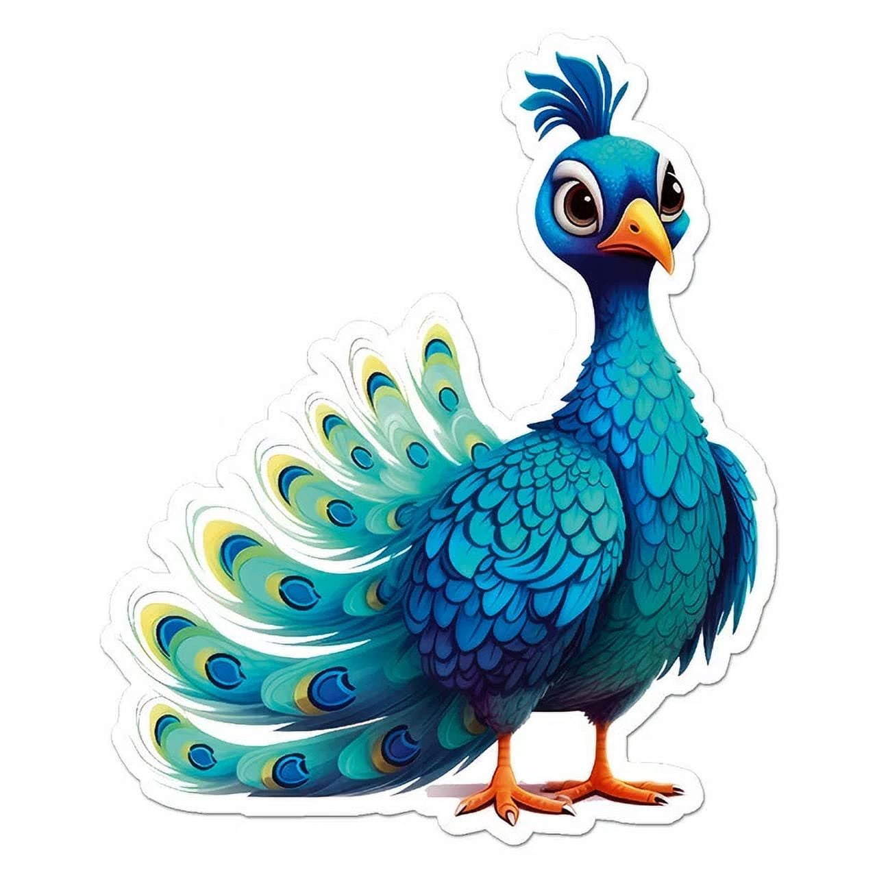 Cartoon Peacock Sticker Indoor Outdoor Phone Decal Water Bottle ...