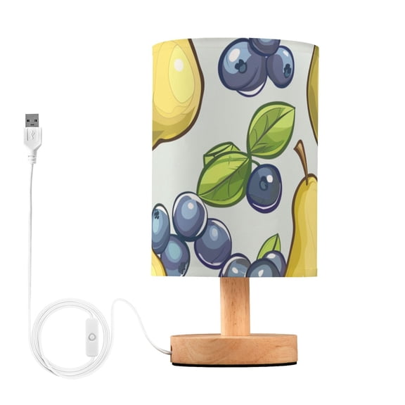 Cartoon Pears and Blue Blueberries Table Lamp with USB Port LED Warm Light Lamp Night Light Home Decor
