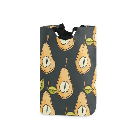 Cartoon Pears with Leaves Laundry Basket with Handles Foldable Laundry Hamper Freestanding Washing Bin 50L