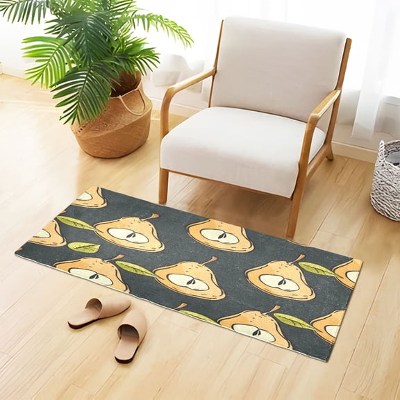Cartoon Pears with Leaves Plush Carpet Non Slip Runner Rug Absorbent Bath Mat 39" x 20"