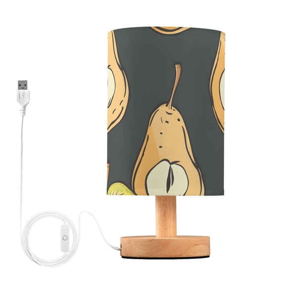 Cartoon Pears with Leaves Table Lamp with USB Port LED Warm Light Lamp Night Light Home Decor