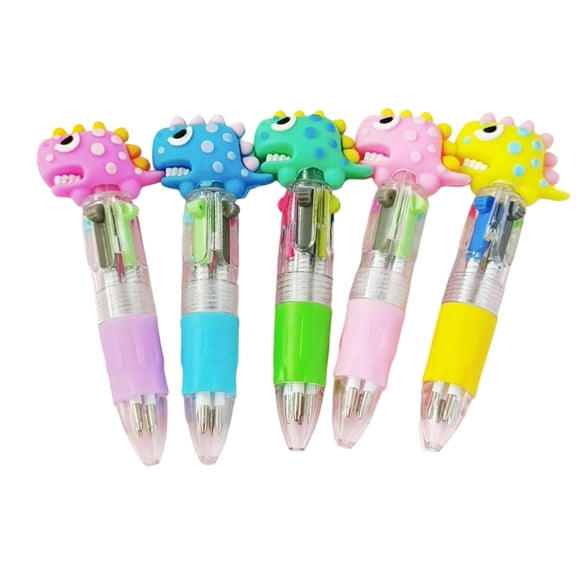 Cartoon Pen (One Item at Random), Salamander Four-Colored Mini Pens Bared Teeth Dinosaur Ballpoint Pen, By TINGXIN