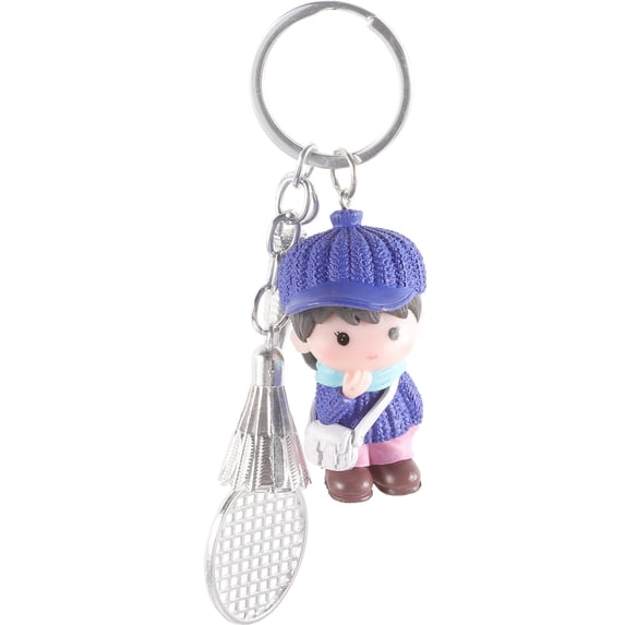 Cartoon Pendant Badminton Ball Keychains Cute Rings Handbag Carry Schoolbag Pvc Student