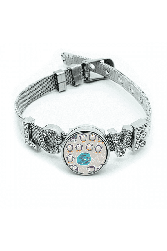 Cartoon Penguin Fish Snow Animal Bracelet Wristband Crystal Love Adjustable Bangle