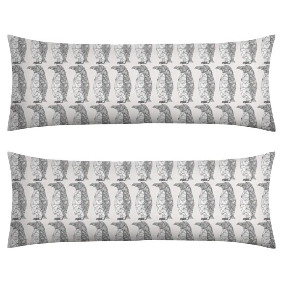 Cartoon Penguin Pattern Body Pillow Cover 20x54 Inches - Breathable Long Pillowcase with Hidden Zipper - Cozy Snow-Themed Bedding for Maternity & Decor