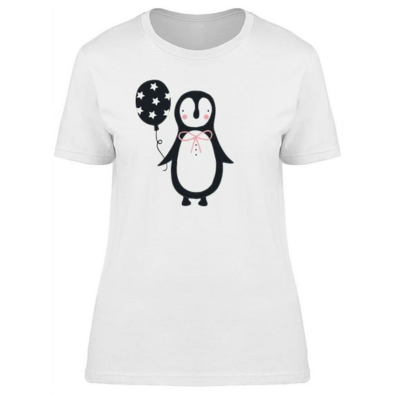 Cartoon Penguin With A Balloon T-Shirt Women -Image by Shutterstock, Female Large