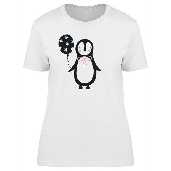 Cartoon Penguin With A Balloon T-Shirt Women -Image by Shutterstock, Female Medium