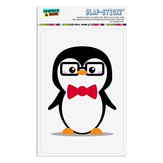 Cartoon Penguin with Bow Tie and Glasses Home Business Office Sign
