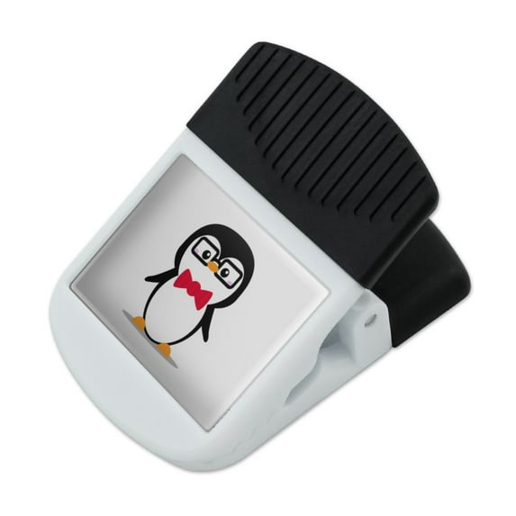 Cartoon Penguin with Bow Tie and Glasses Refrigerator Fridge Magnet Magnetic Hanging Hook Note Snack Clip
