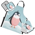 thumbnail image 1 of Cartoon Penguins with Swimming Suit Apron Set with Oven Mitts Pot Holders Set of 5 Kitchen Stuff Accessories, 1 of 6