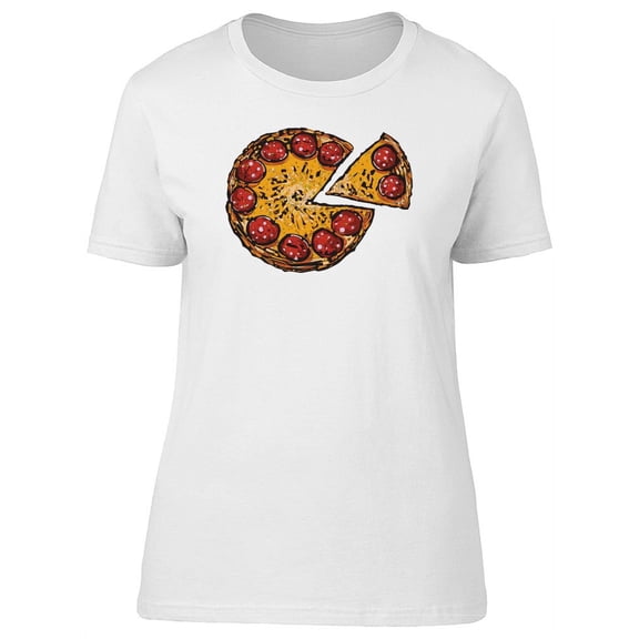 Cartoon Pepperoni Pizza T-Shirt Women -Image by Shutterstock, Female Medium