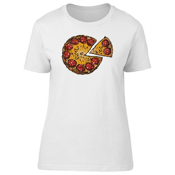 Cartoon Pepperoni Pizza T-Shirt Women -Image by Shutterstock, Female XX-Large