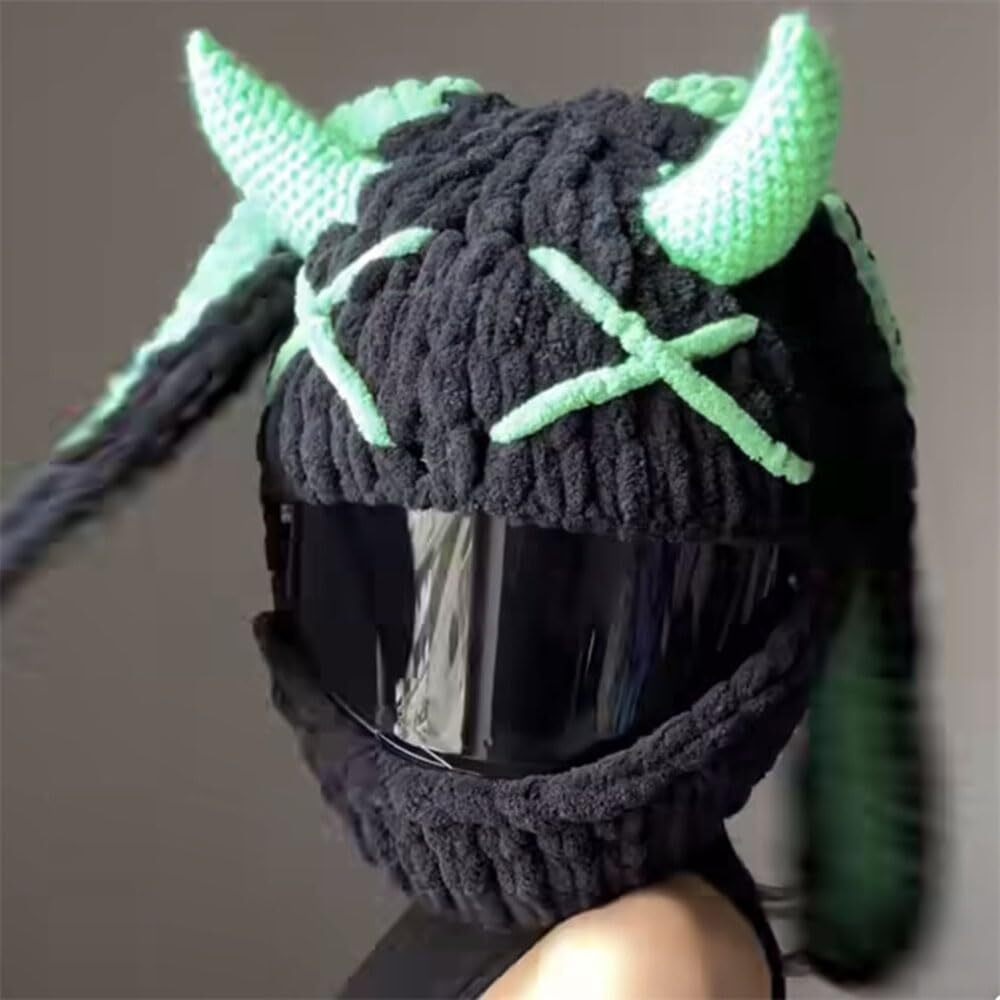Cartoon Personality Motorcycle Helmet Covers, Cute Funny Decoration Helmet Cover Winter Motorbike Full Face Helmet Hat Fun Rides and Gifts Helmet Cap, for Christmas and Halloween WANGLI