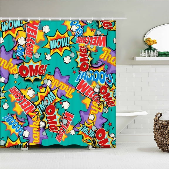 Cartoon Personality Shower Curtain Funny Explosion Printing Fabric Waterproof Polyester Bathroom Curtains Decoration with